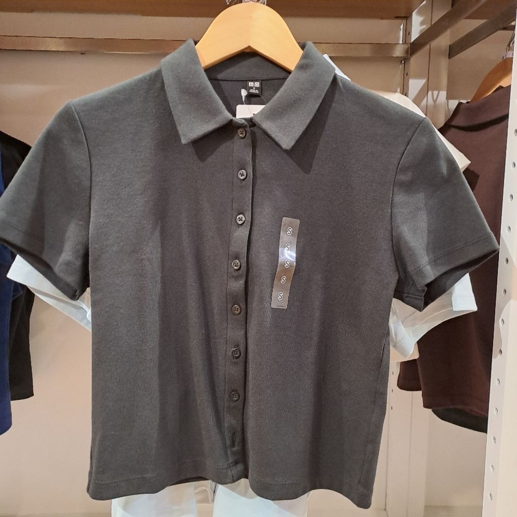 kemeja polo mini wanita lengan pendek uniqlo