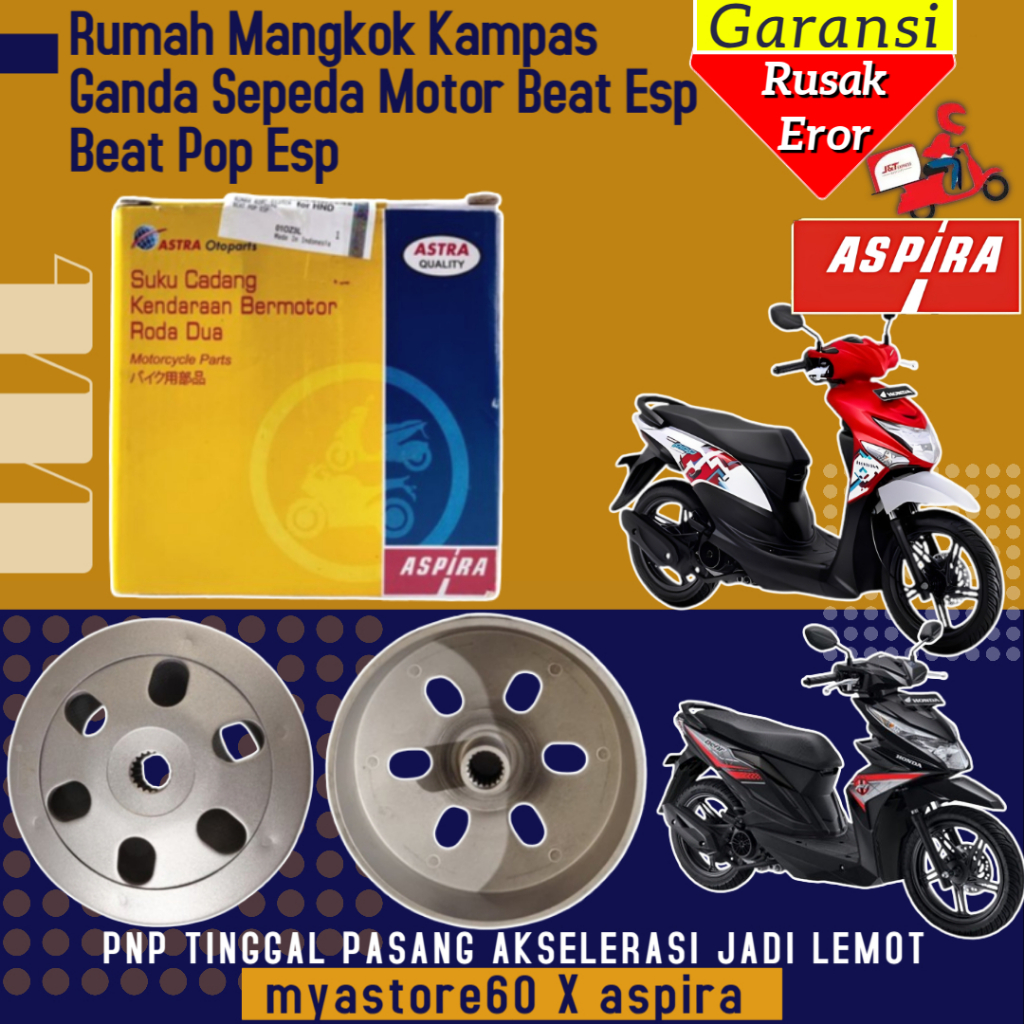ORIGINAL ASPIRA Rumah Mangkok Kampas Ganda Mangkok Kopling Matic Sepeda Motor Beat Esp Beat Pop Esp