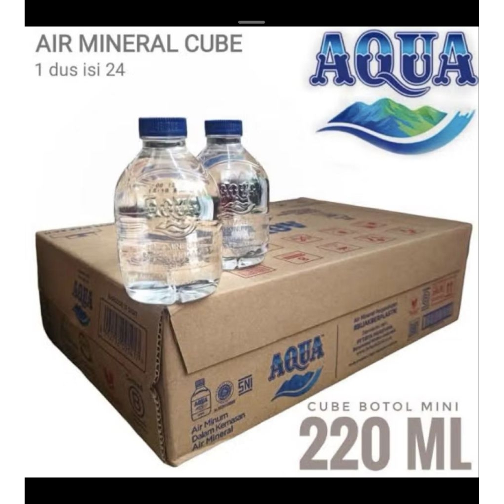 Air mineral Aqua Cube 220ml isi 24 Botol