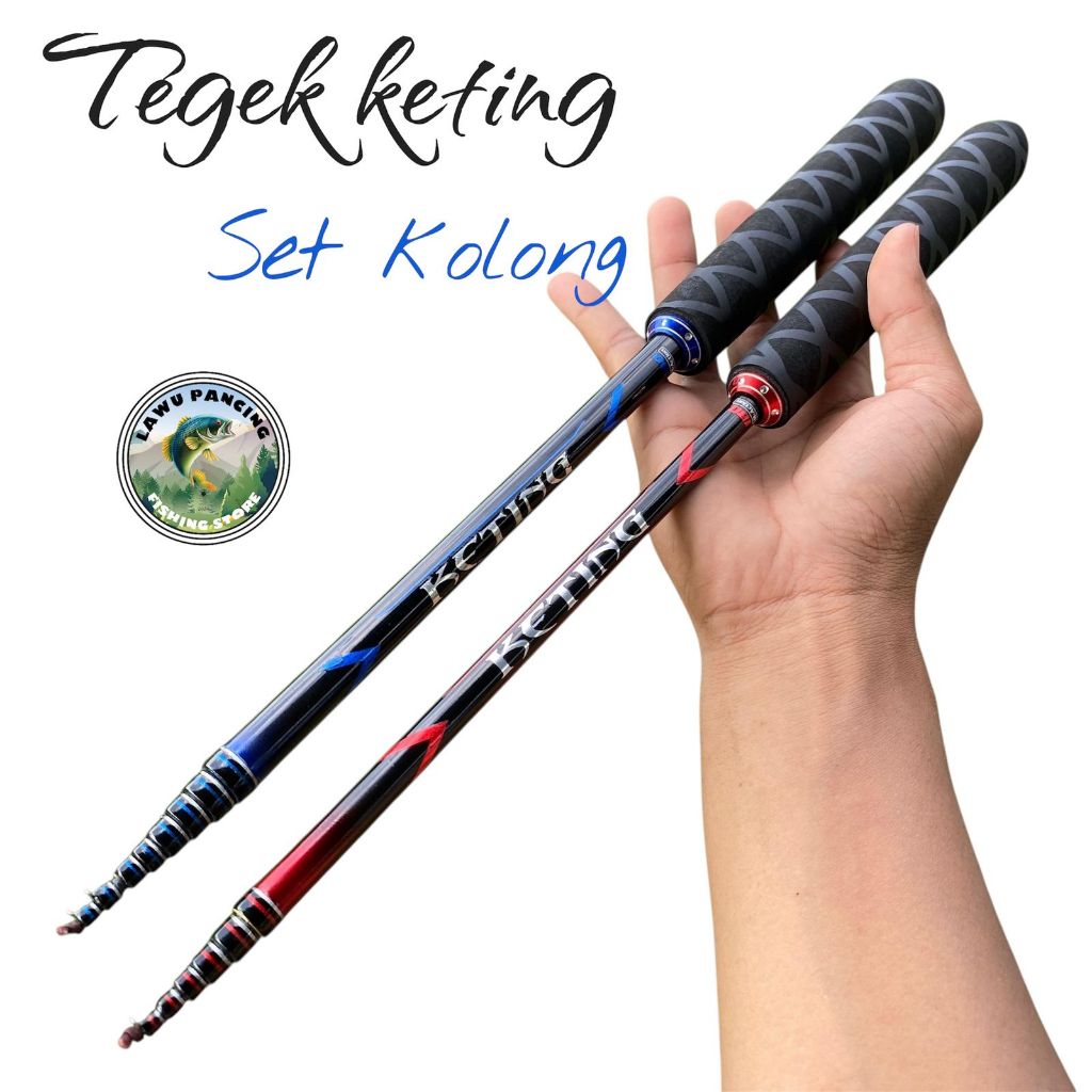 Joran tegek Set Kolong Bahan Carbon Ruas Pendek dan Panjang