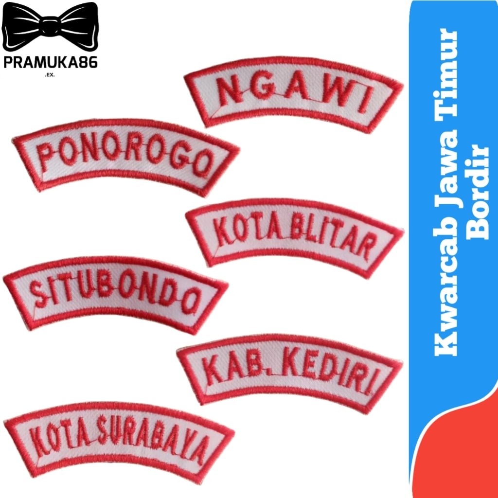 Bed Kwarcab Pramuka Jawa Timur Bordir / Badge Atribut Pramuka Kwarcab Jawa Timur / Bed Lokasi Kwarca