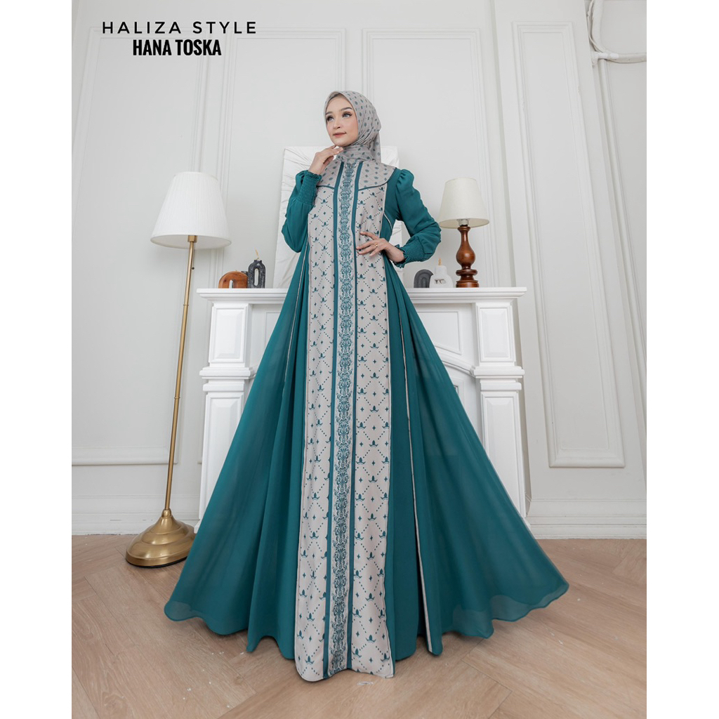 Hana Series Gamis Set Scarf Printing Haliza Syari