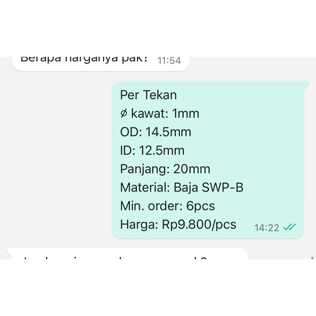 per Spring Pegas Tekan OD 14,5mm Kawat 1mm Panjang 20mm Baja