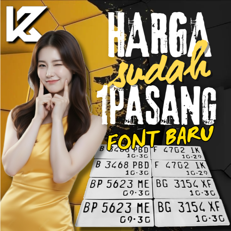 Variasi Plat motor Font Baru Putih TERBARU