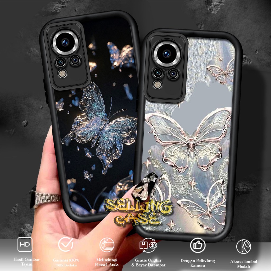 Softcase Glass kaca For INFINIX NOTE 11 NOTE 11 NFC NOTE 12 BUTTERFLY Casing Handphone Case Hp Proca