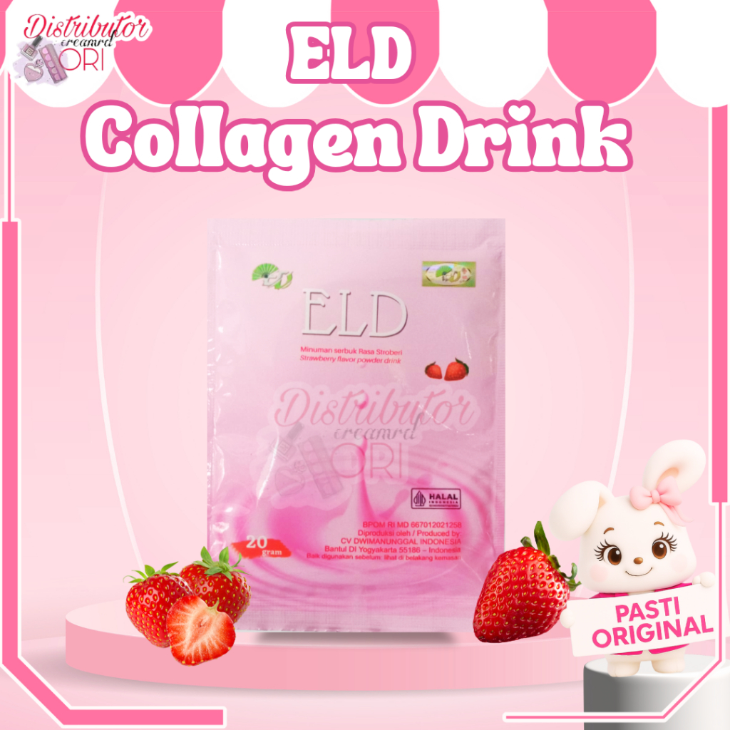 COLLAGEN DRINK 20gr Travel Size ELD Collagen Drink Minuman Pemutih dan Pelangsing Rasa Strawberry [E