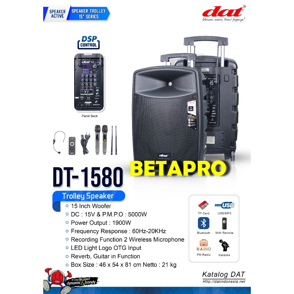 SPEAKER PORTABLE 15 INCH DAT DT-1580 I DT 1580 I DAT DT1580 ORIGINAL DAT