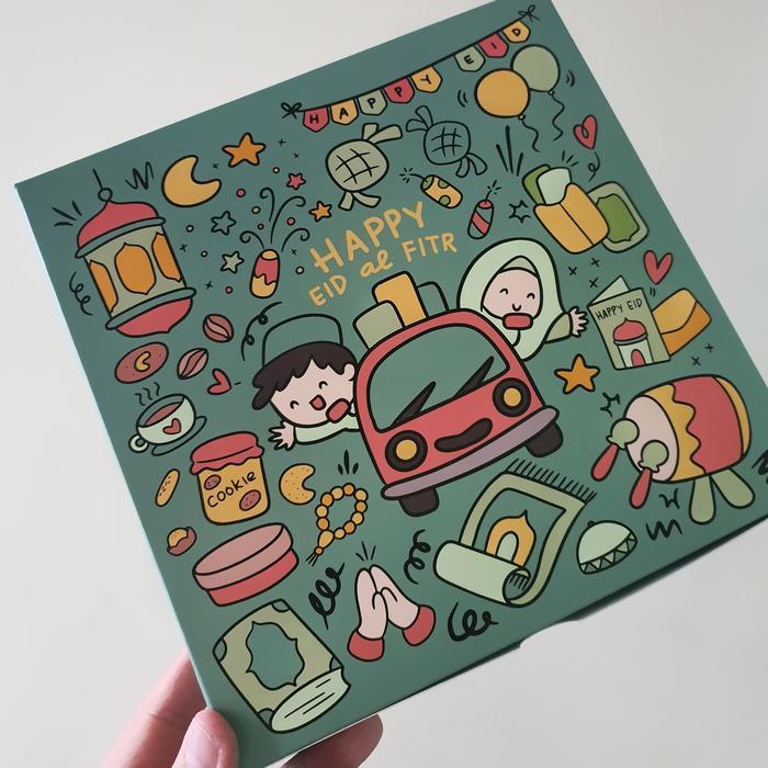 Dus Idul Fitri Sekat 9 “Happy EID” | Ukuran 22x22x4.5 cm + Tag Ucapan