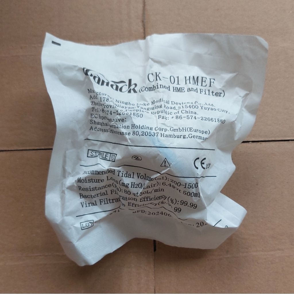 HMEF CANACK HME Filter For Ventilator / Bacterial Filter HME Disposable
