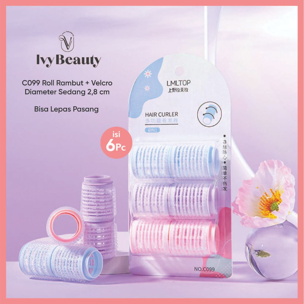 IVYBEAUTY HAIR CURLER / ROLL RAMBUT VELCRO / ROLL PONI DEPAN / GULUNGAN RAMBUT VOLUME SIZE KECIL ISI