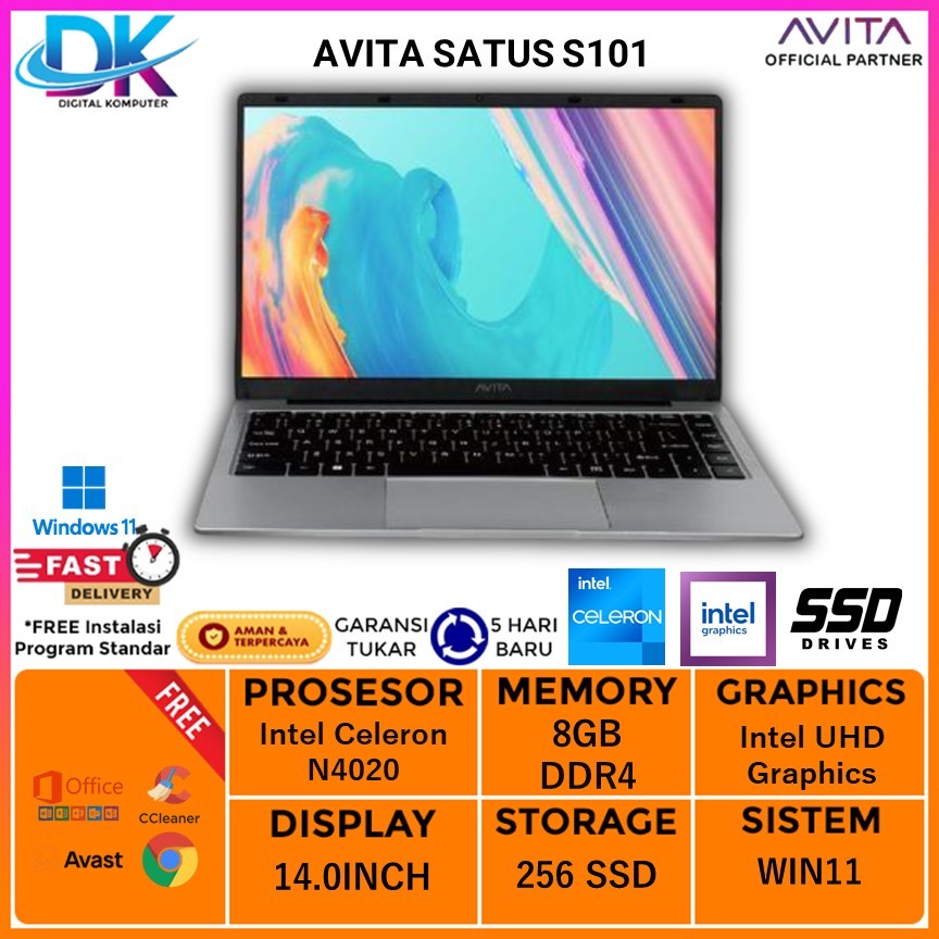 LAPTOP AVITA SATUS S101 INTEL CELERON N4020 RAM 8GB DDR4 256 NOTEBOOK - AVITA SATUS