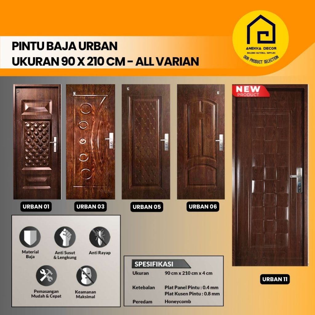 FORTRESS Pintu Baja Type URBAN Ukuran 90x210 cm | All Varian