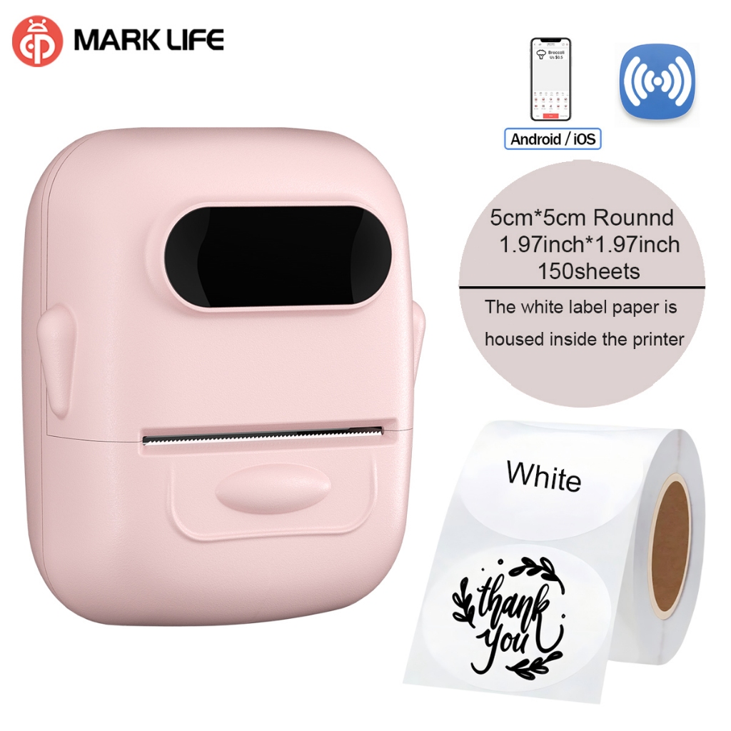 MARKLIFE Portable Label Printer Bluetooth Mini Thermal Inkless Label Barcode Sticker Printer