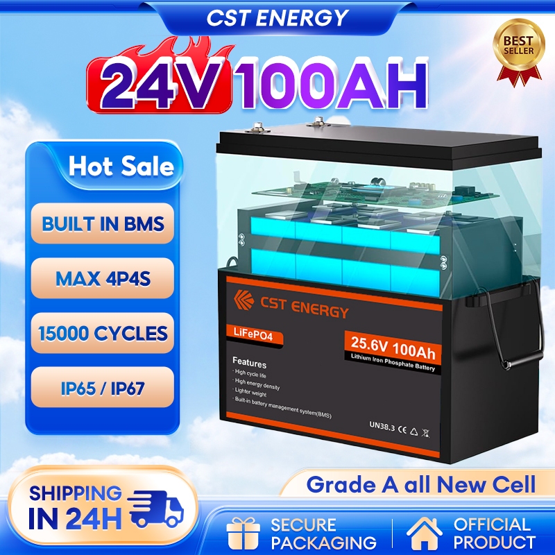 Batrei Lifepo4 24V100AH Lithium Battery 12V Baru Batrai Solar Battery UPS power Rechargeable Batrai