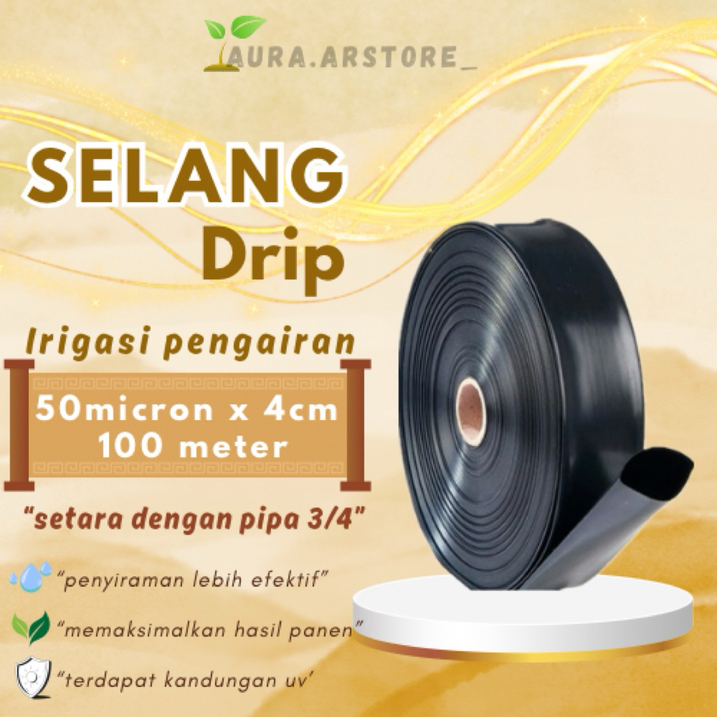 SELANG DRIP IRIGASI PENGAIRAN 50micron x 4cm x 100meter HDPE POLYETHILENE