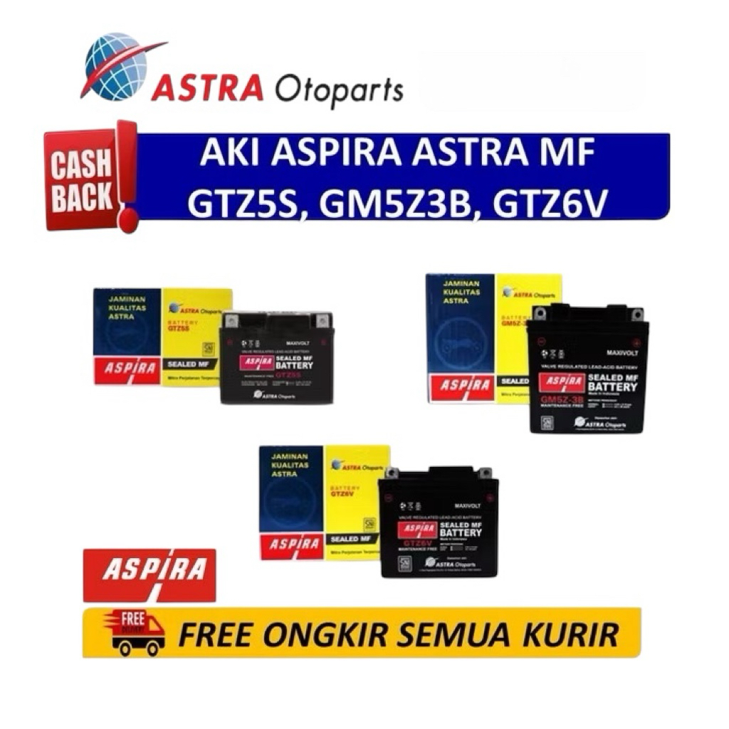 BATERAI AKI MOTOR ASPIRA ASTRA ORIGINAL GTZ5S/GTZ6V