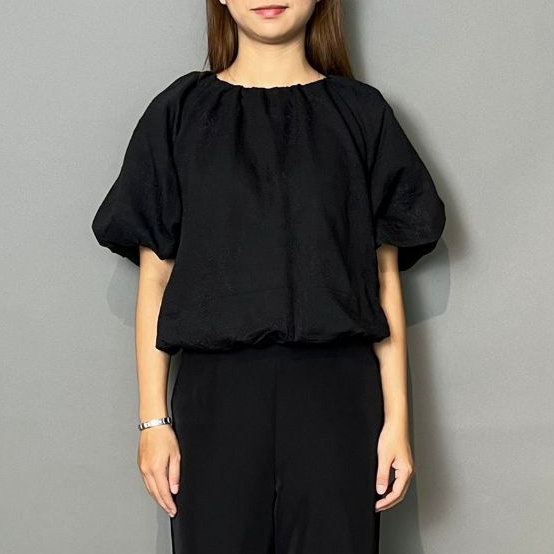 Magnolia Collection Atasan Wanita Floral Embroidered Blouse Brokat Hitam