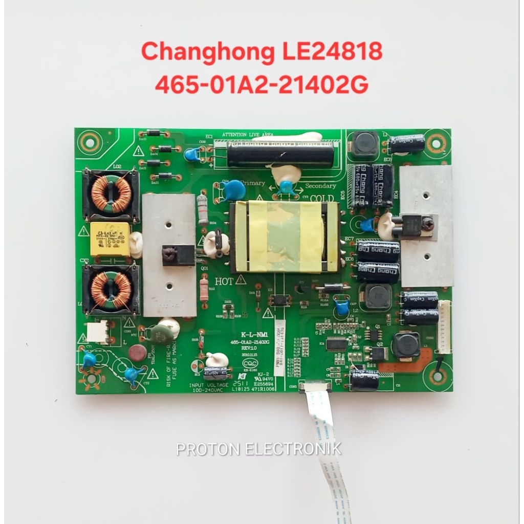 PSU LCD LED TV Changhong LE24818 Benq L23-6010 Mesin Power Supply 465-01A2-21402G Regulator 471R1006