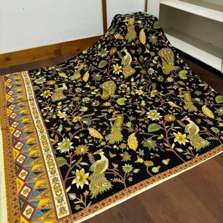 (ORIGINAL) KAIN BATIK LAWEYAN SOLO ENCIM BURUNG MERAK HITAM