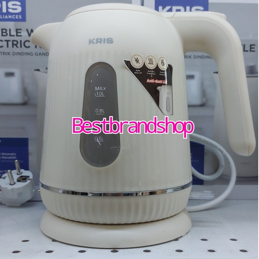 KRIS KRIS TEKO LISTRIK 1 LTR 600 WATT PLASTIC KETTLE 1 LTR WHITE