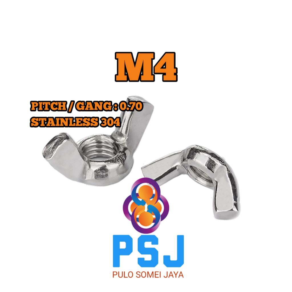 Mur Kuping M4 x 0.70 Stainless 304 / Wing Nut - Mur Kupu Kupu