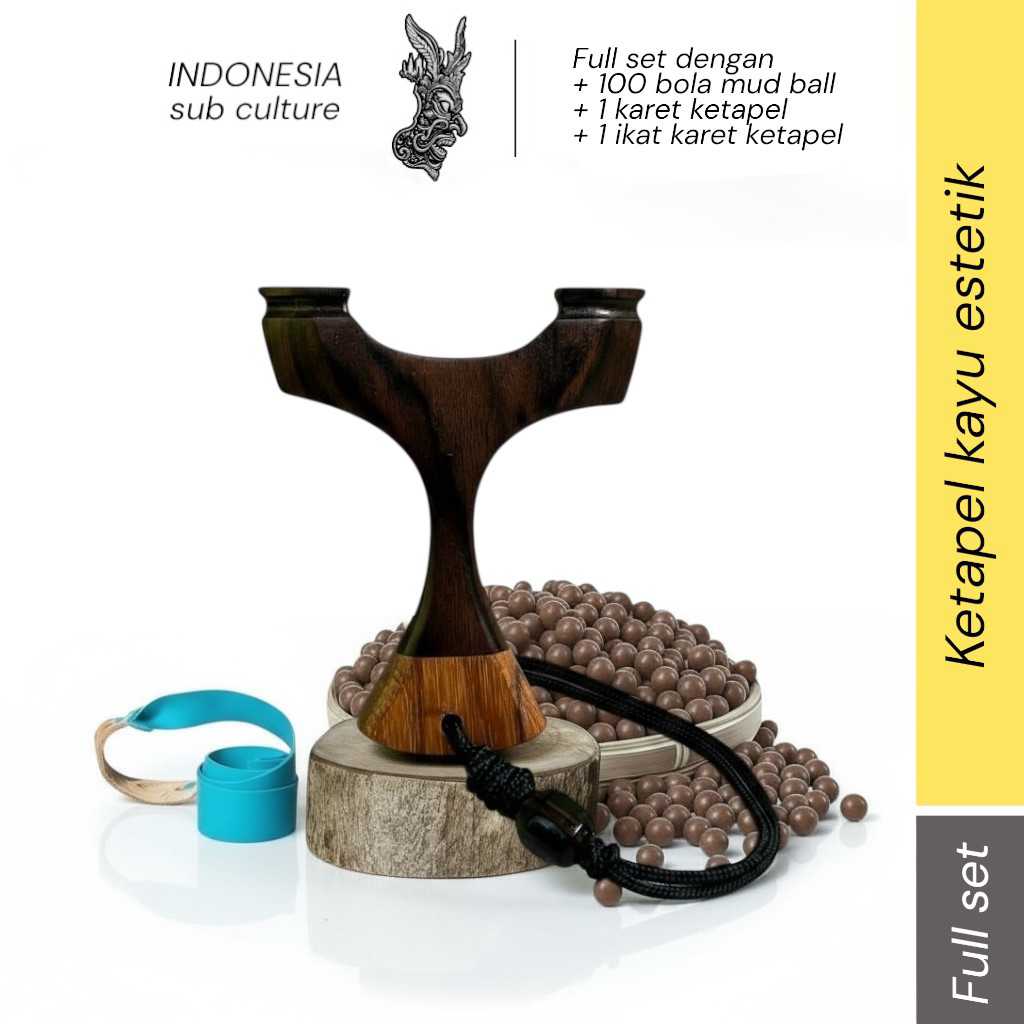 ketapel kayu ebony laminasi sambung Johar full set - ketapel pocket