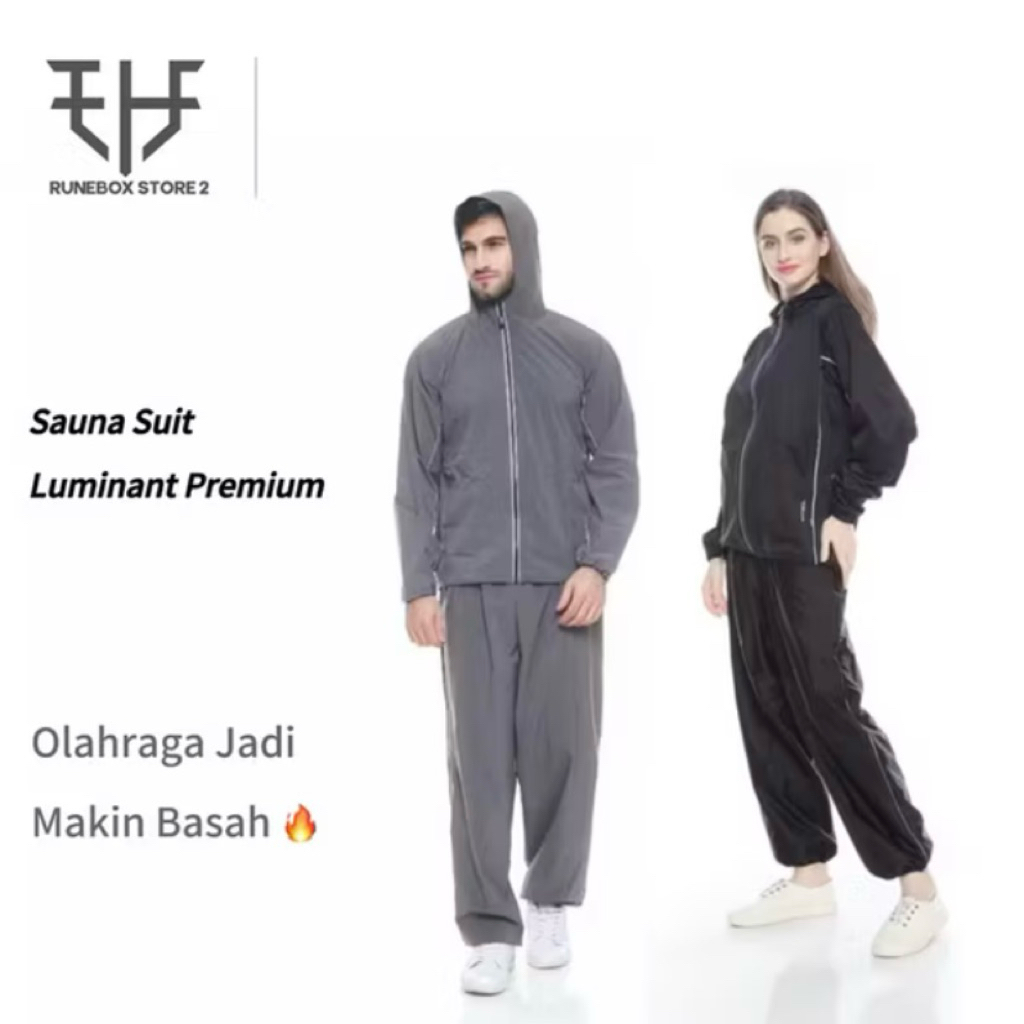 Runebox Sauna Suit Luminant Premium | Stelan Baju/Jacket Sauna Olahraga Pembakar Lemak | Exercise Su