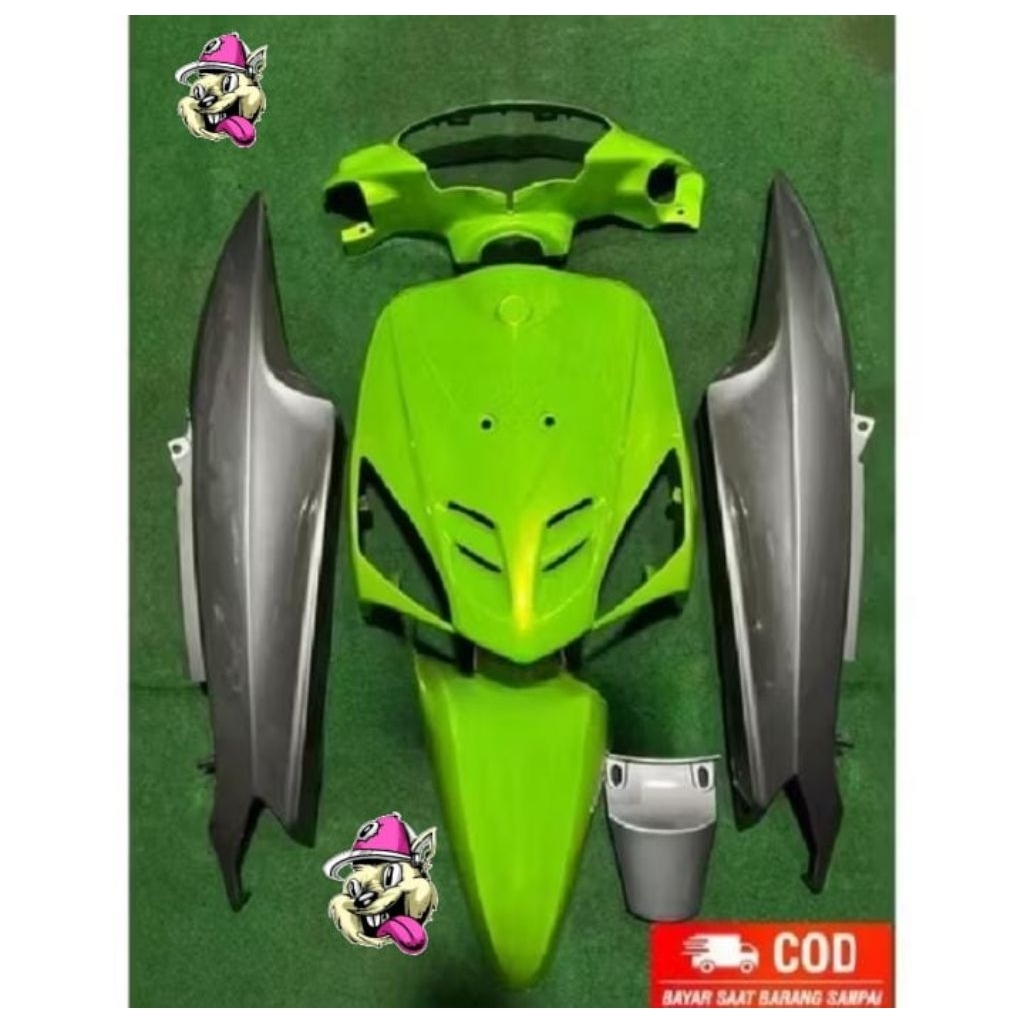 full set body halus Mio sporty Mio lama old warna abu dan hijau stabilo