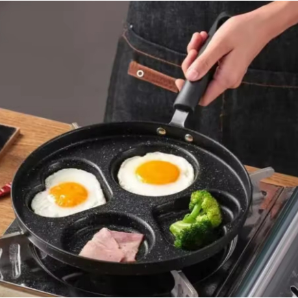 Wajan Penggorengan Telur Pancake 4 Lubang ( 2 love&bulat) Non Stick Wajan Teflon Telur Anti Lengket