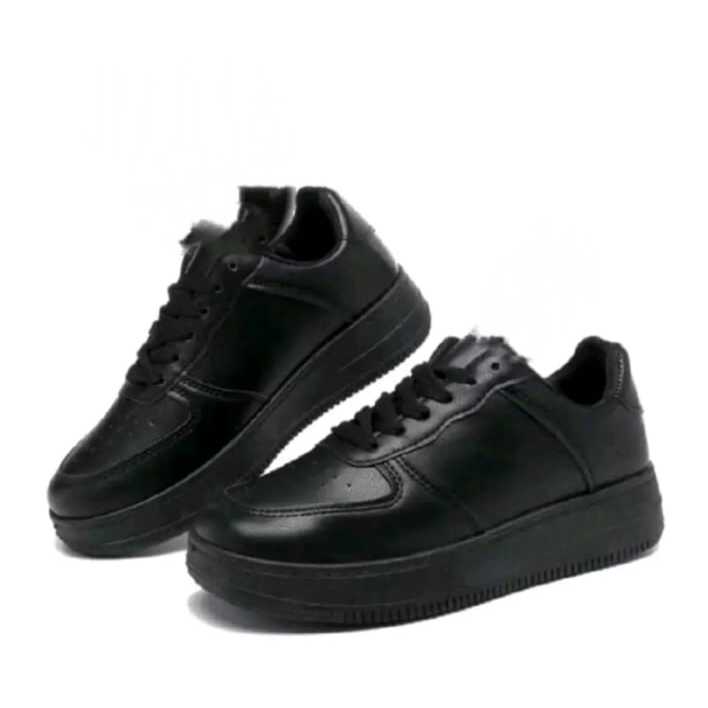 Sepatu sekolah hitam polos sneakers wanita sport casual shoes size 37-40