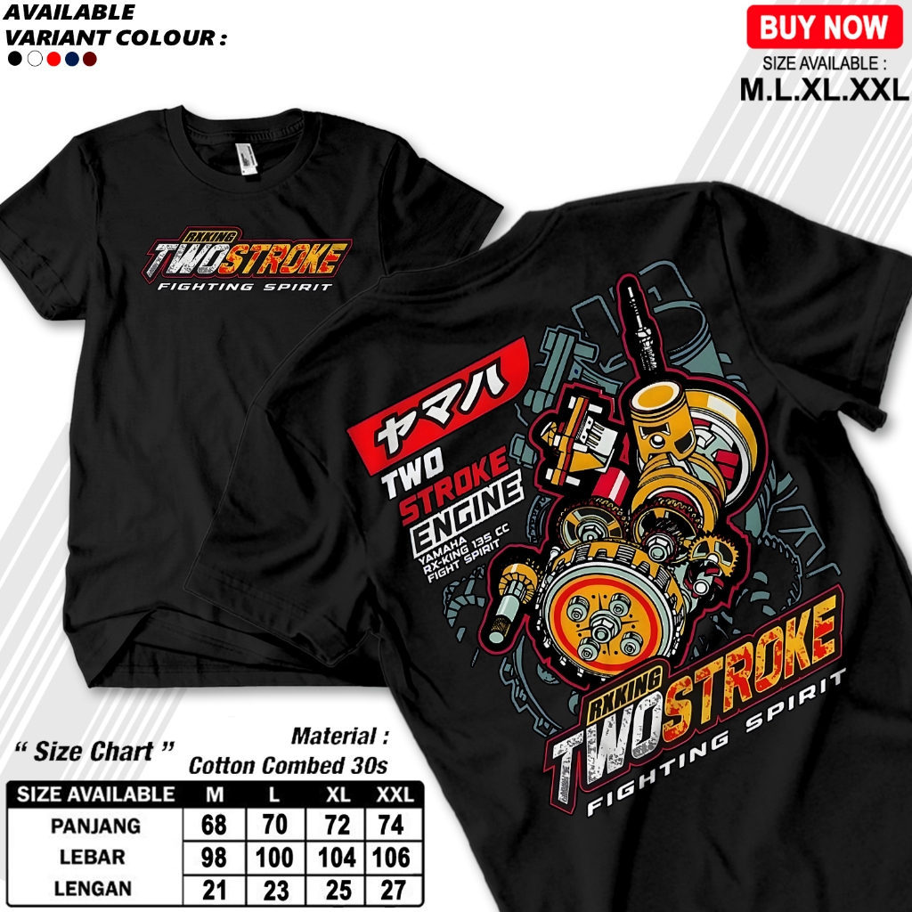 Kaos Two Stroke Engine Yamaha RX King / Kaos Distro Pria Wanita Kaos Oblong Nyaman Simpel Keren Terb
