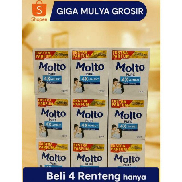 MOLTO PUTIH BABY PURE Sachet 500an SOFT & GENTLE (SOFTENER KONSENTRAT) 48 SACHET