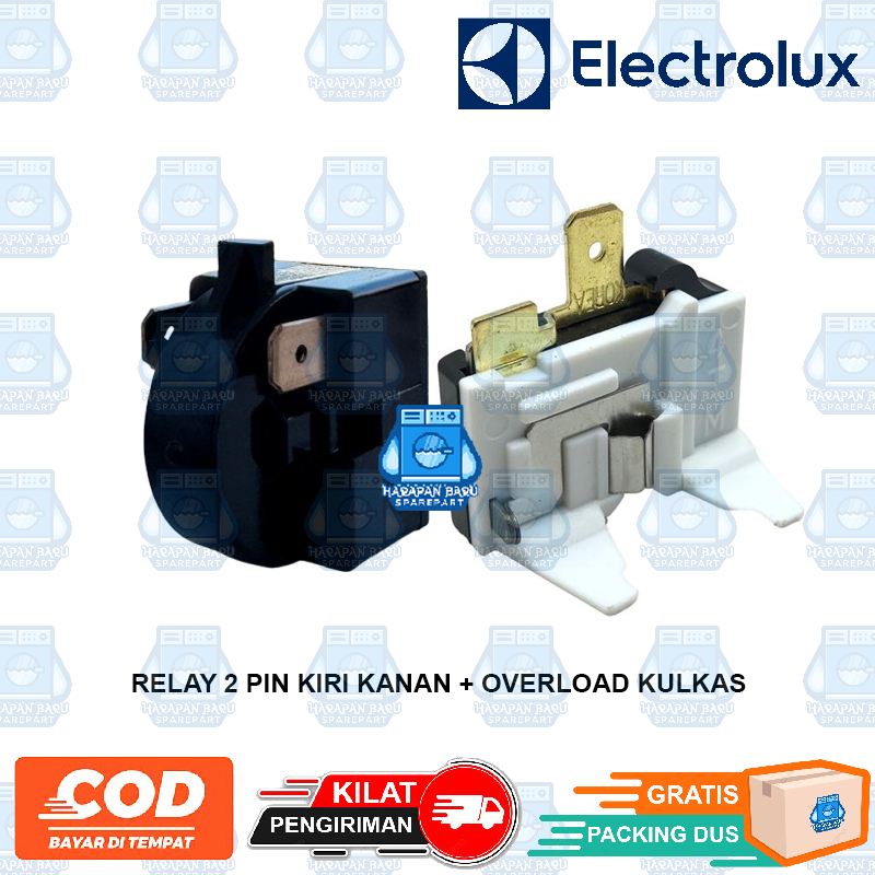 Relay 2 Pin + PTC OVERLOAD KULKAS ELECTROLUX 1/2 PINTU