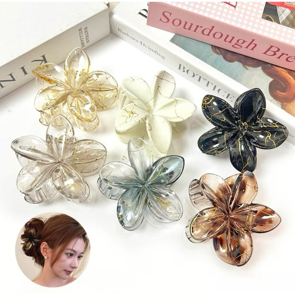 TNstore_Jepit Rambut Bunga Bali Kamboja Marbel / Jepit Rambut Bunga Kamboja / Jepit Bunga Bali Kambo