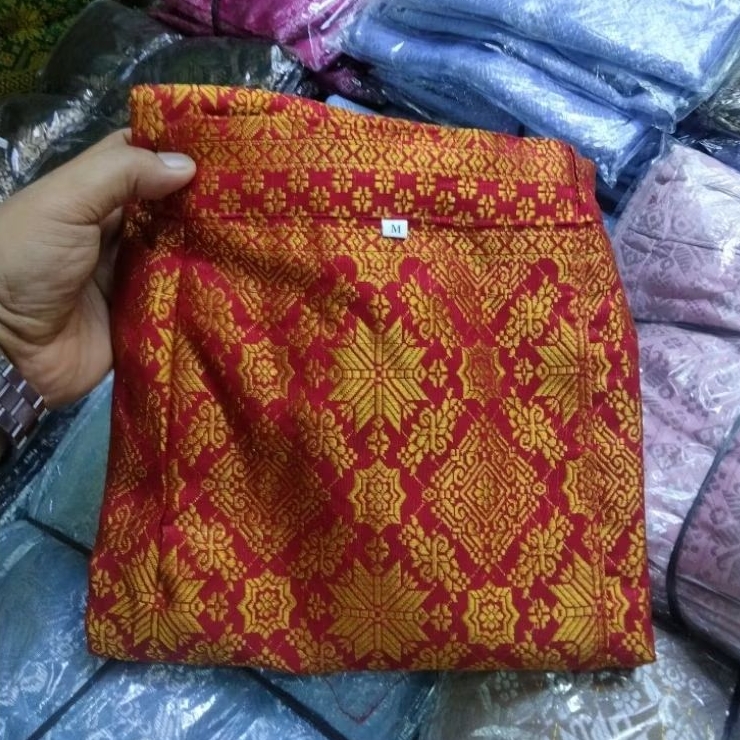 Rok span songket wanita siap pakai karet kiri kanan pinggang resleting di belakang/rok span songket 