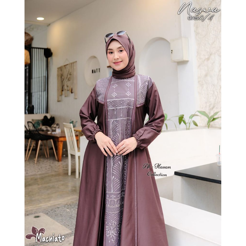 NASWA Gamis Bahan Marina Silk mix Brukat ORI by Al-Hasan/ Naswa Dress Vol.4 ORI by Al Hasan/ Gamis N
