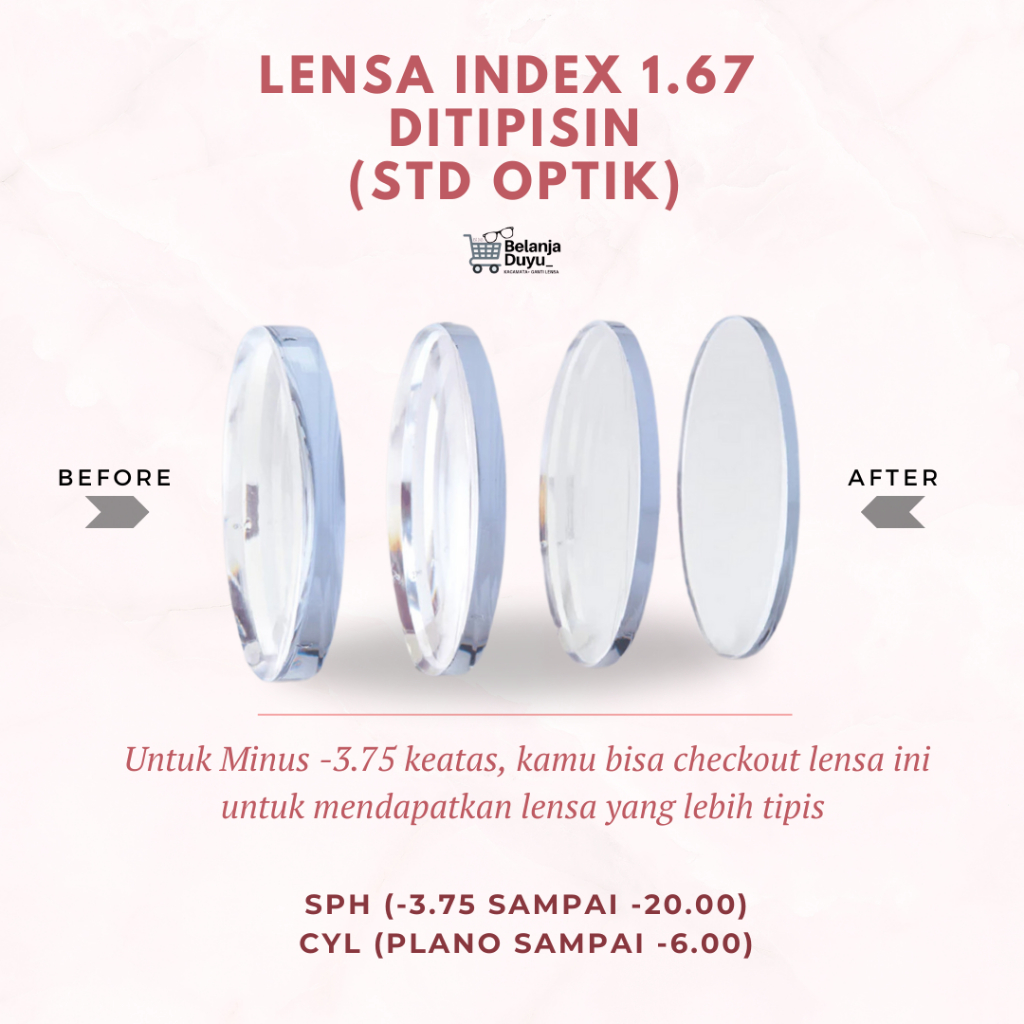LENSA DITIPISIN INDEX 1.67 STANDART OPTIK BELANJADUYU