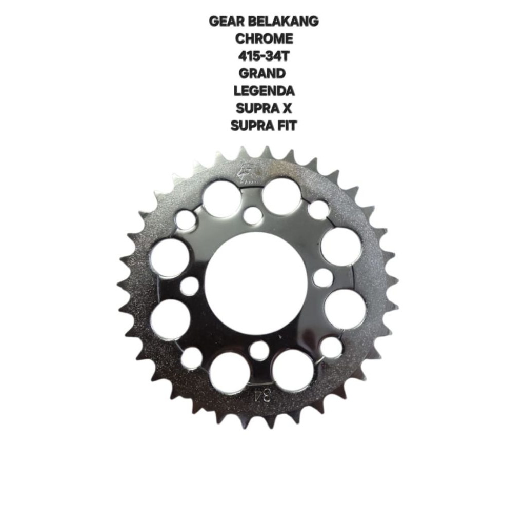 GEAR GIGI TARIK BELAKANG CHROME 415 - 34T GRAND LEGENDA SUPRA X FIT LAMA YAMAZUKI