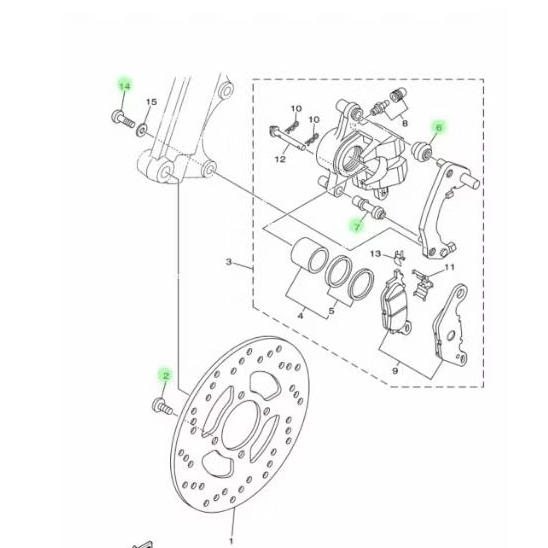 BAUT CAKRAM CALIPER + BAUT PIRING CAKRAM + KARET URUS KECIL + KARET USUS PANJANG YAMAHA MIO SPORTY A