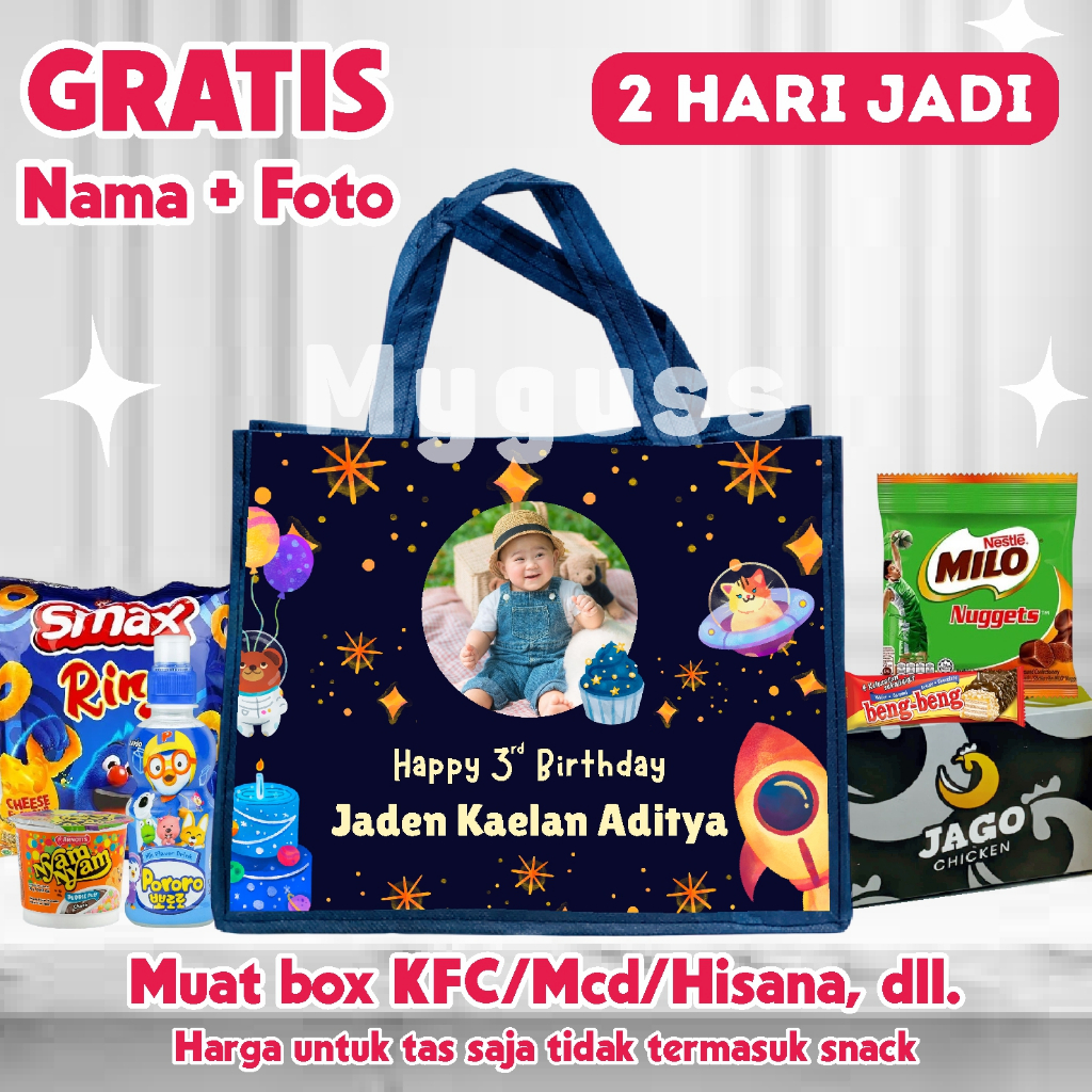 Goodie bag custom nama / Tas TERLARIS / Tas Spunbond / Tas Ultah / Tas Ulang Tahun Custom / Hampers 