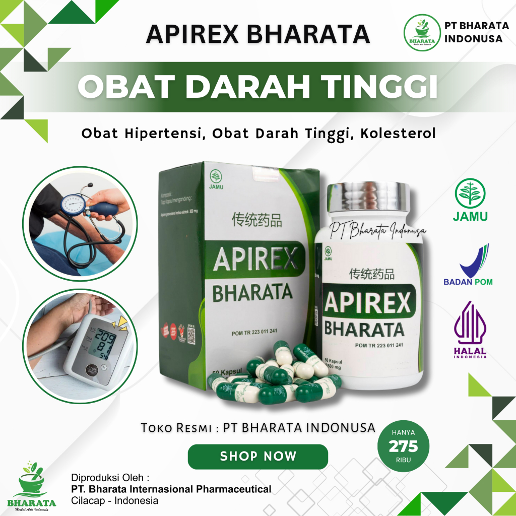 Obat Darah Tinggi Hipertensi Ampuh APIREX BHARATA - Obat Penurun Darah Tinggi Obat Vertigo Ampuh