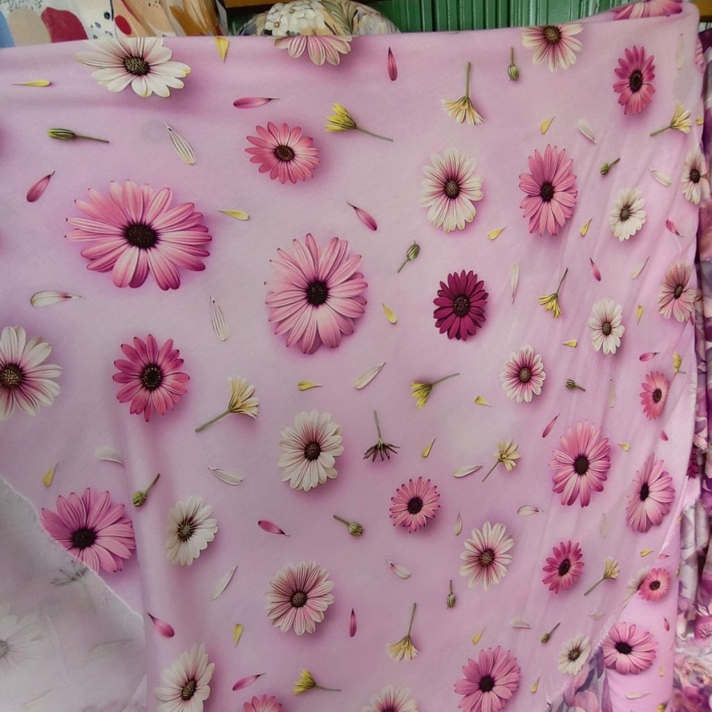 KAIN KATUN RAYON VISCOSE PREMIUM MOTIF BUNGA BESAR - KAIN RAYON MOTIF KEMBANG BESAR HARGA PERSETENGA