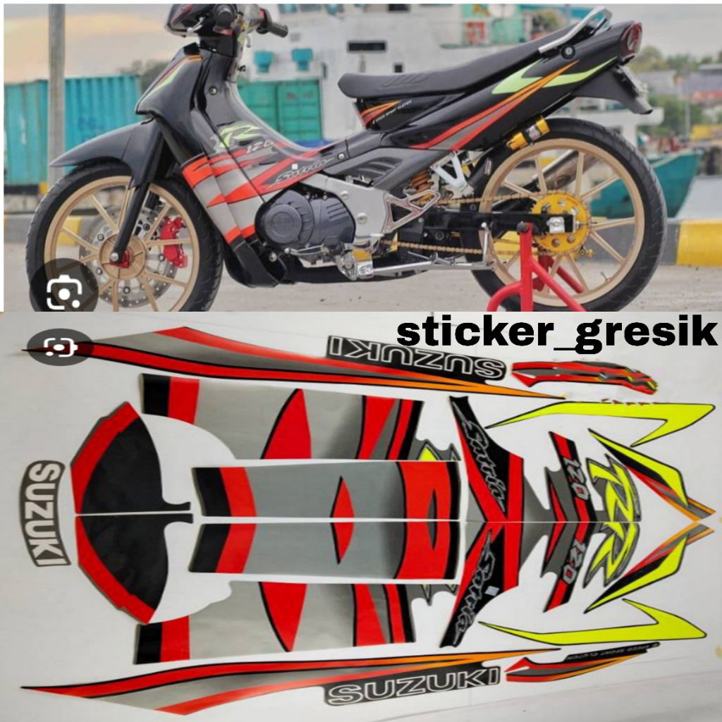 striping sticker satria lumba abu-abu hitam