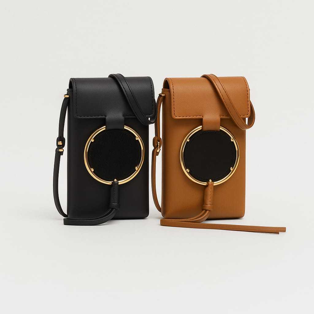 READY STOCK TB Miller Phone Crossbody Leather Black Gold