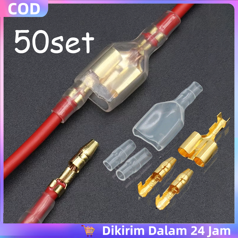 Skun Terminal Bulat Female Male 50 set / Konektor Kabel Double Cabang Dua Universal / Untuk Sambunga