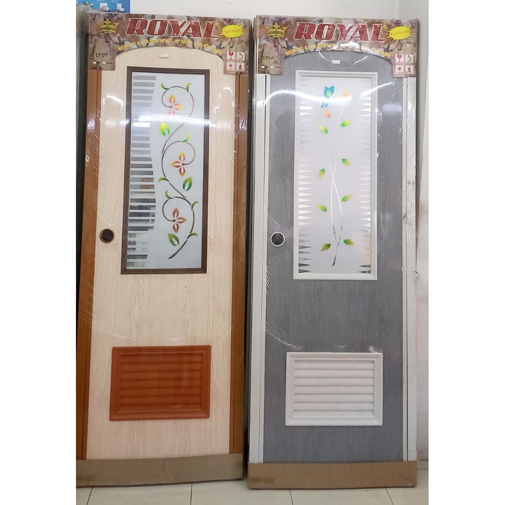 Pintu bahan PVC Kamar Mandi Kamar Tidur UPVC Aluminium Serat Kayu Kaca