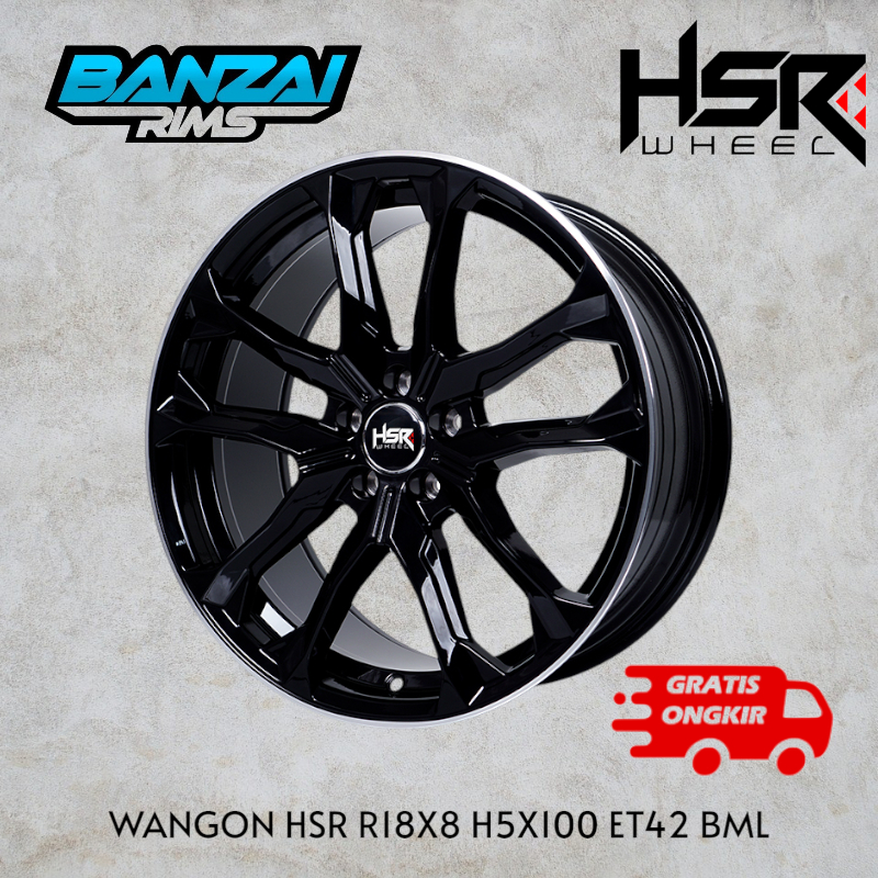 velg mobil ring 18 hsr wangon warna black lubang 5x100 lebar 8 et 42 / velg racing promo ring 18