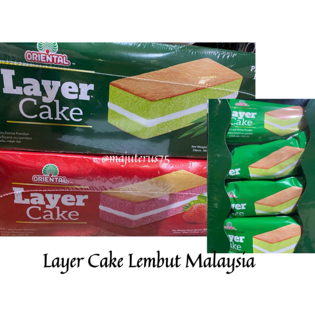 Oriental Layer Cake Malaysia  isi 24 pcs Rasa Strawberry Pandan Cokelat