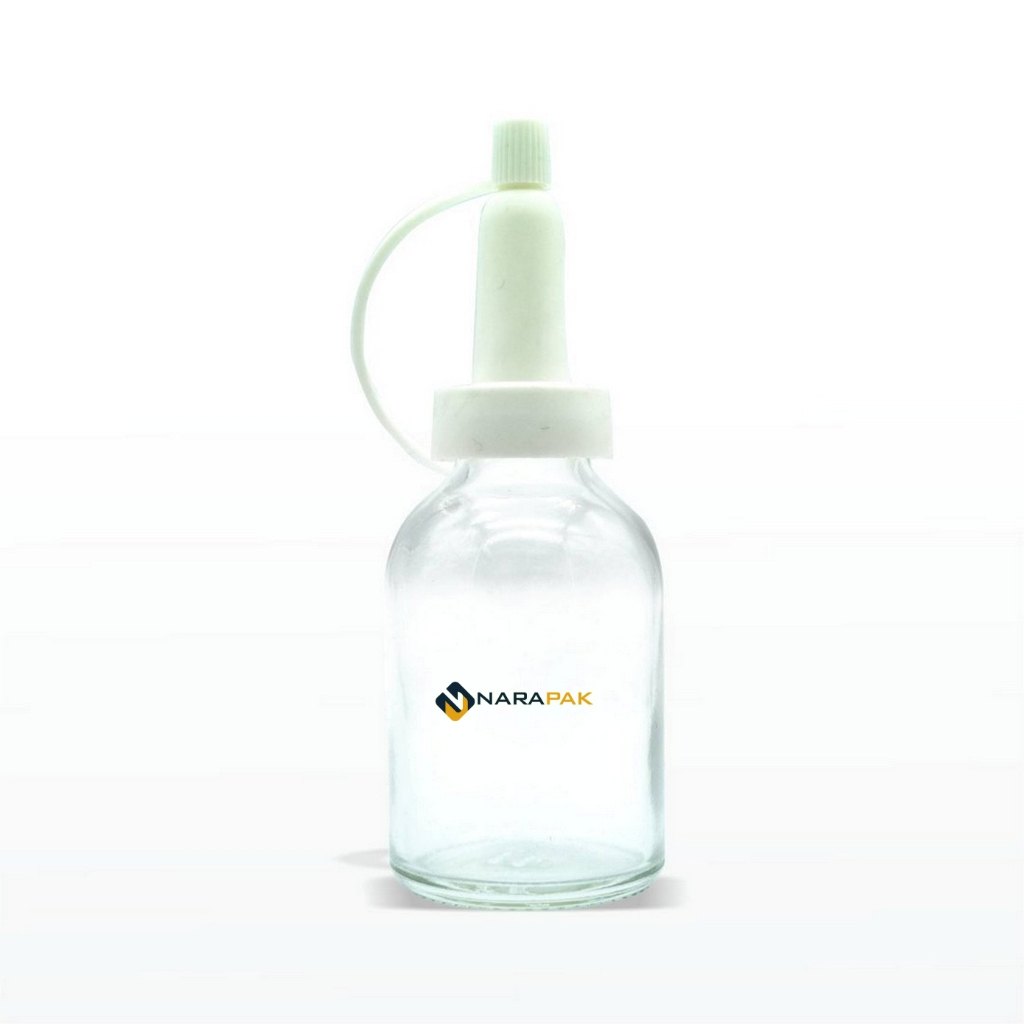 Botol Vial 15ml / 20ml Kaca Bening Tutup Kerucut Kecap Putih Botol Obat Cairan Lab