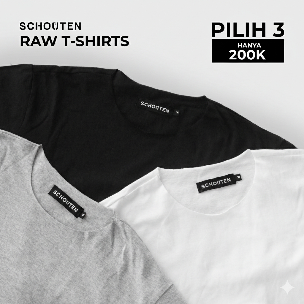 Schouten Raw Tshirt - Kaos Kerah Unfinished All Variant
